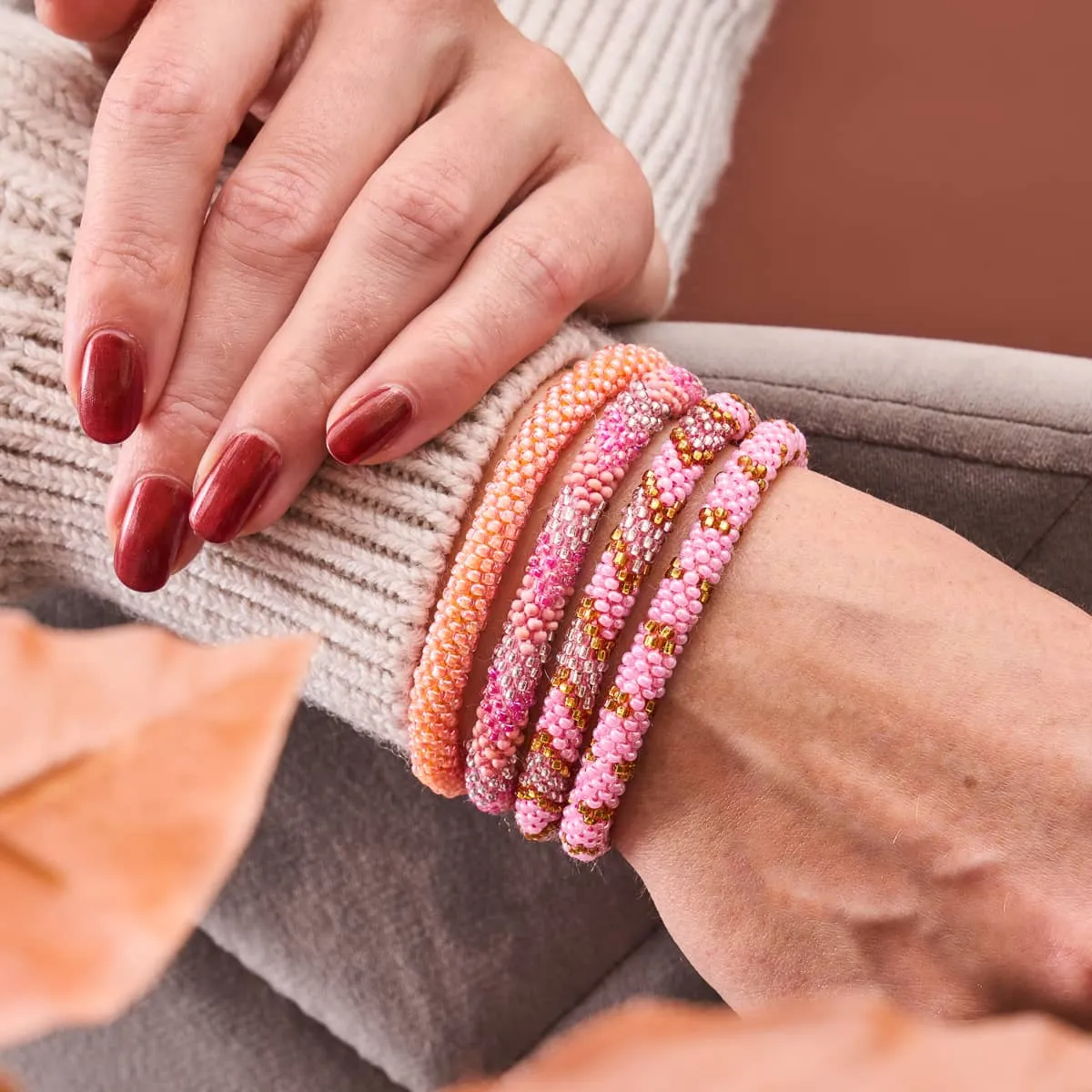 Peach Coral | Himalayan Glass Bead Bracelet