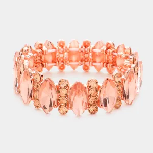 Peach Marquise Stone Accented Stretch Pageant Bracelet | Prom Bracelet | 588241