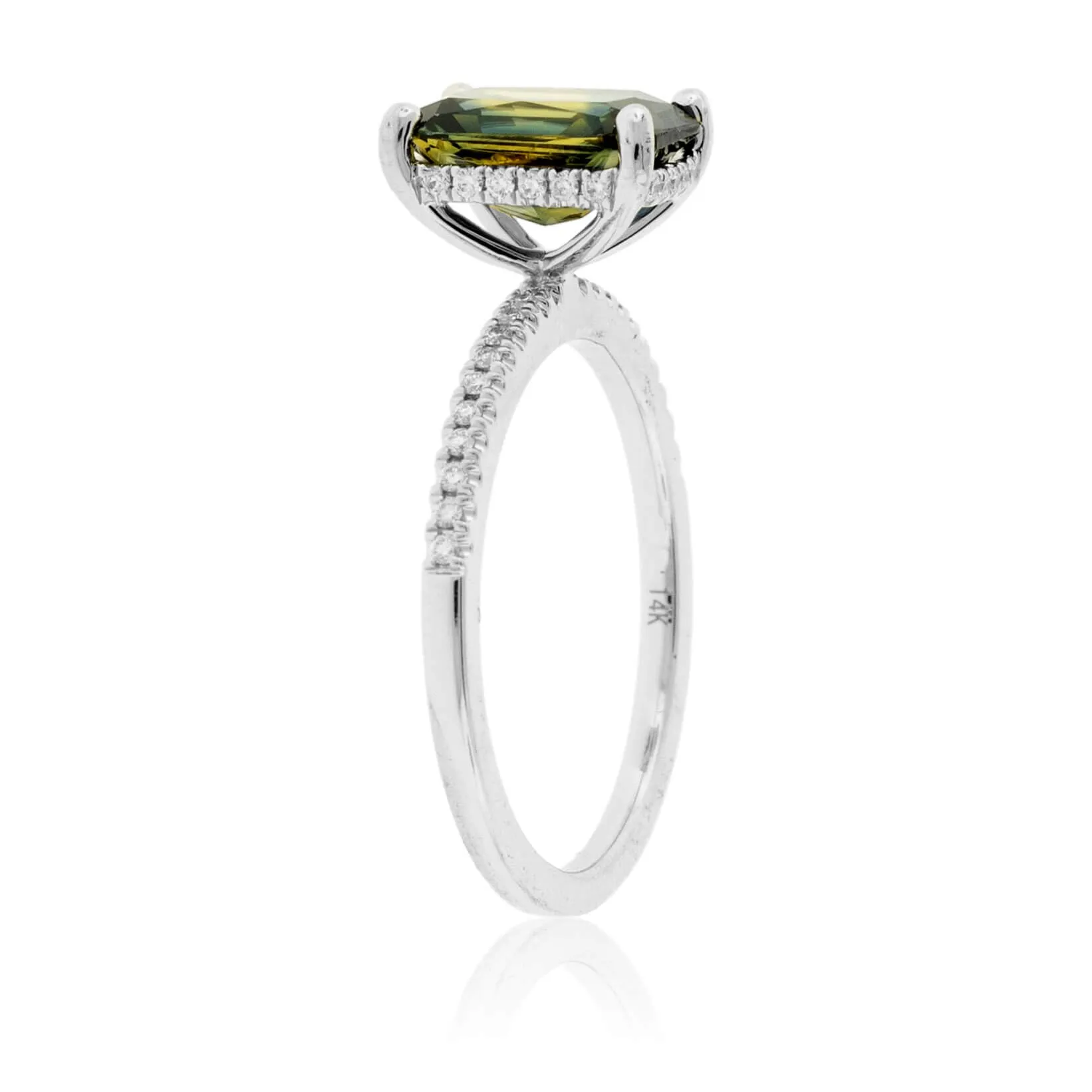 Peacock Blue-Green Sapphire & Diamond Ring