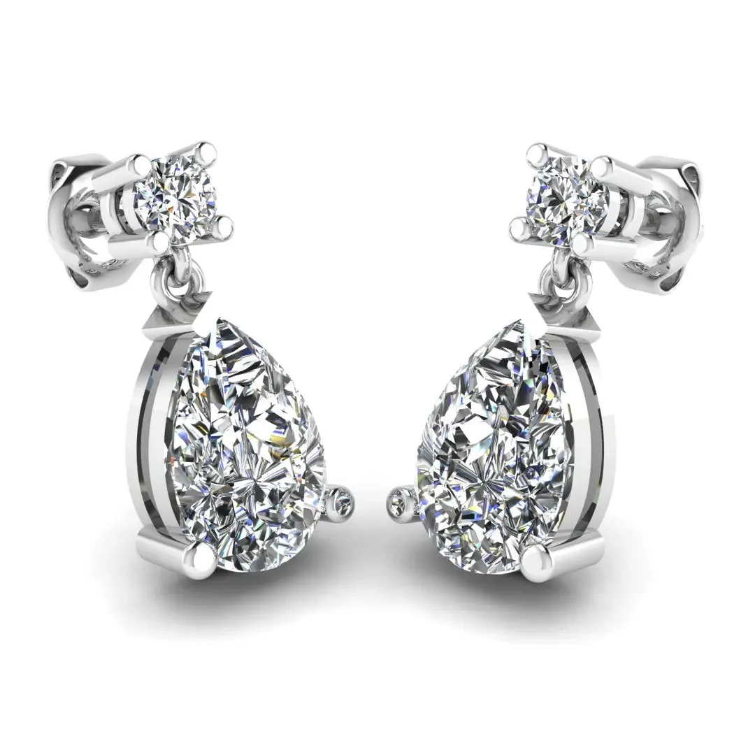 Pear Shape Lab Grown Diamond Drop Earrings EDPSD