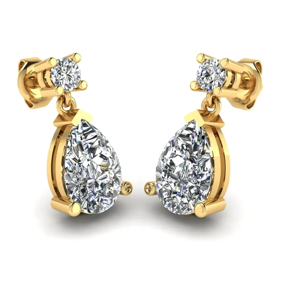 Pear Shape Lab Grown Diamond Drop Earrings EDPSD