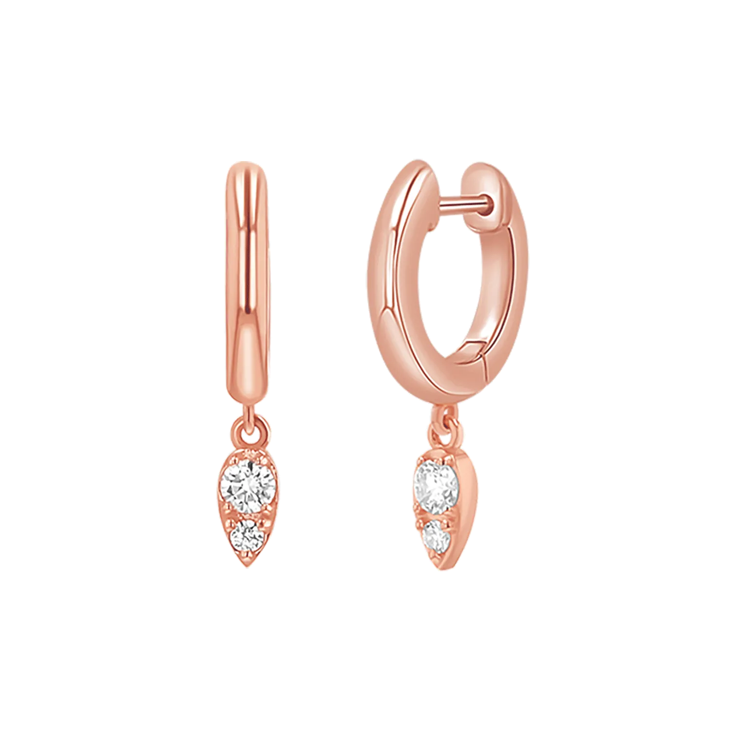 Pear Shaped Diamond Charm Drop Huggies