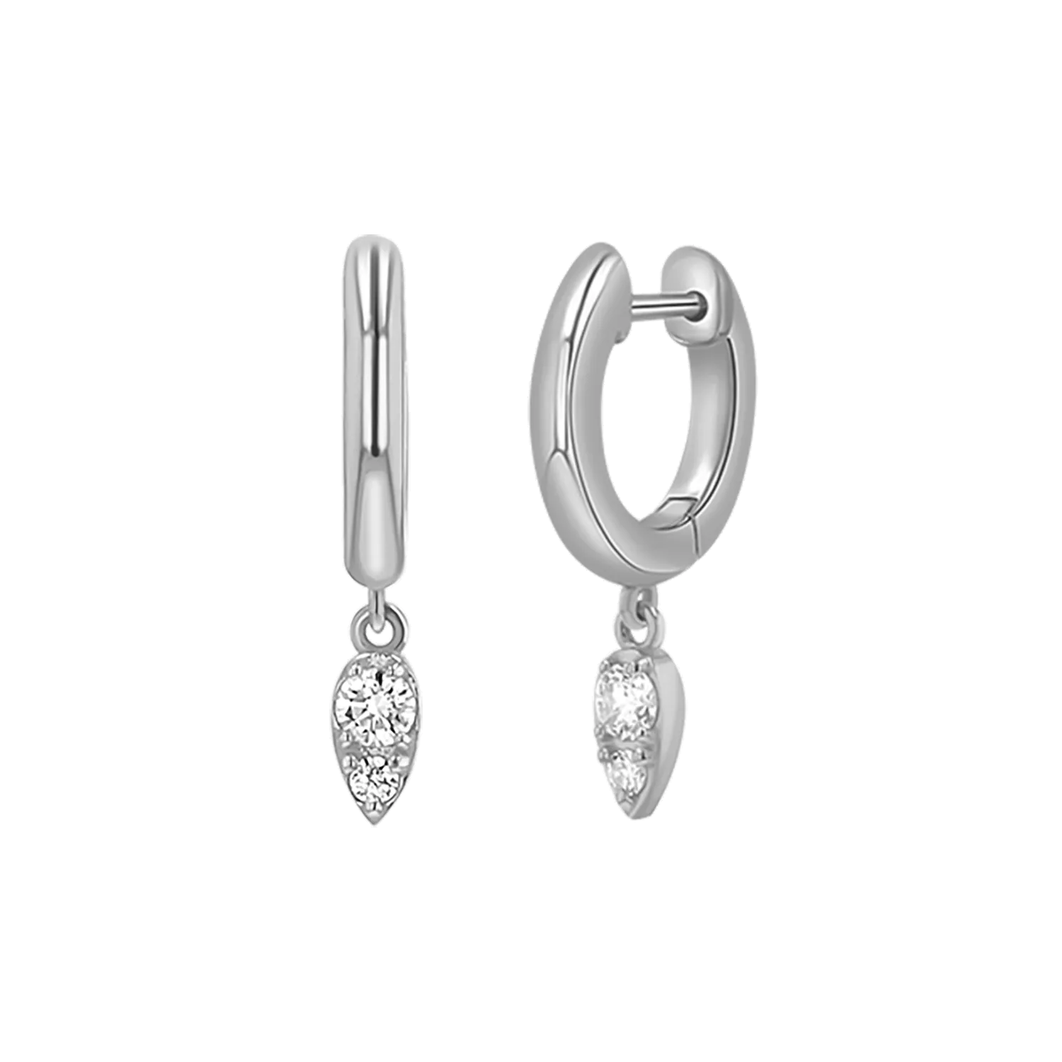 Pear Shaped Diamond Charm Drop Huggies