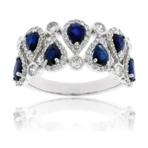 Pear Shaped Sapphire and Diamond Accented Ring