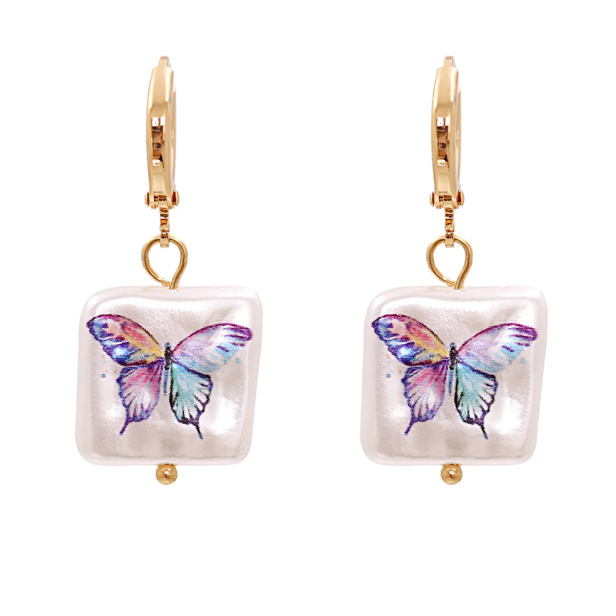Pearl & 18K Gold-Plated Butterfly Drop Earrings