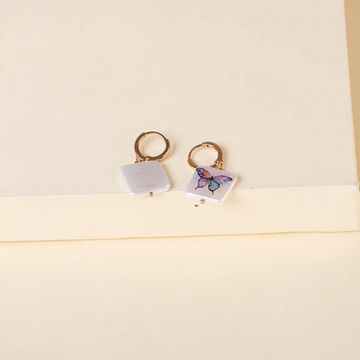 Pearl & 18K Gold-Plated Butterfly Drop Earrings