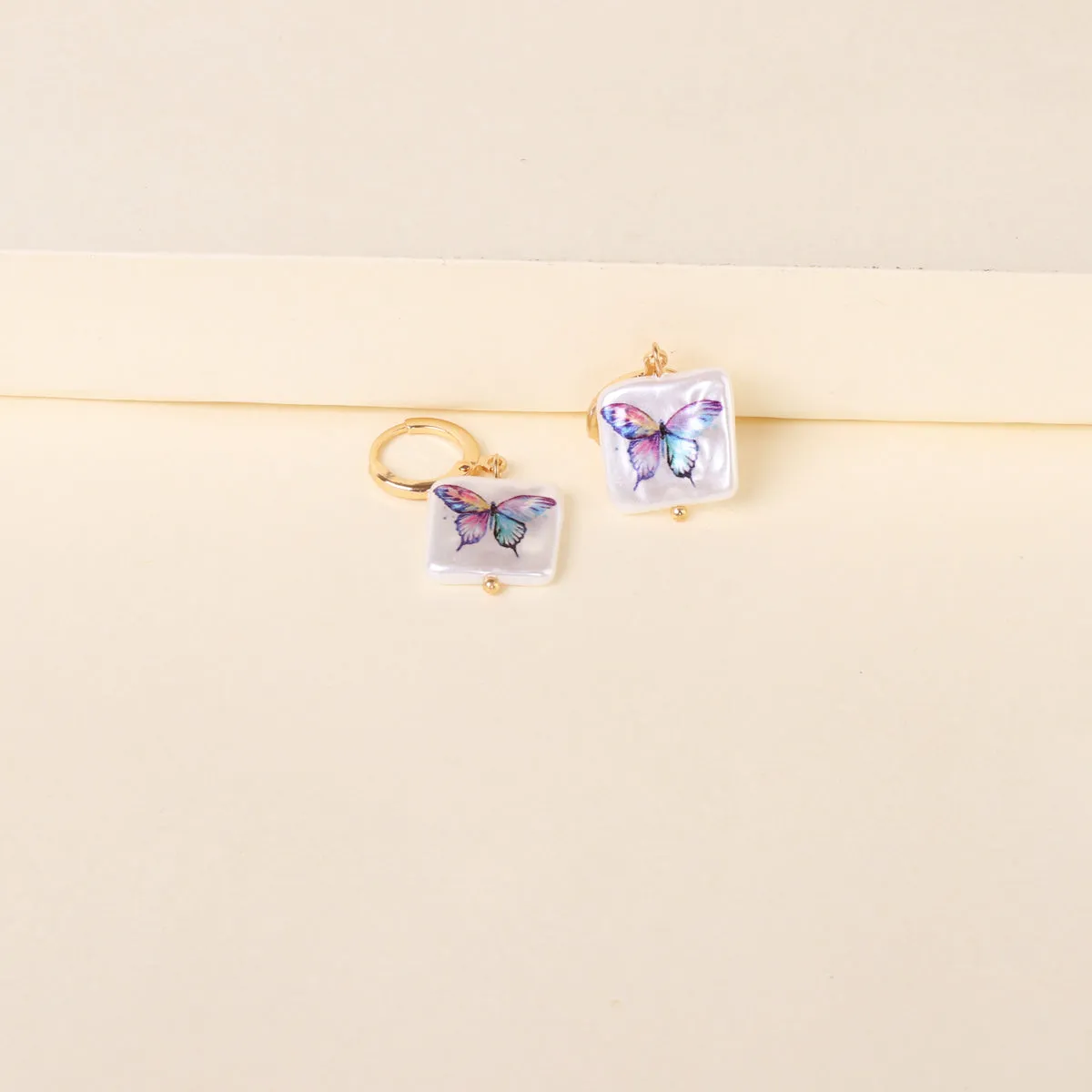Pearl & 18K Gold-Plated Butterfly Drop Earrings