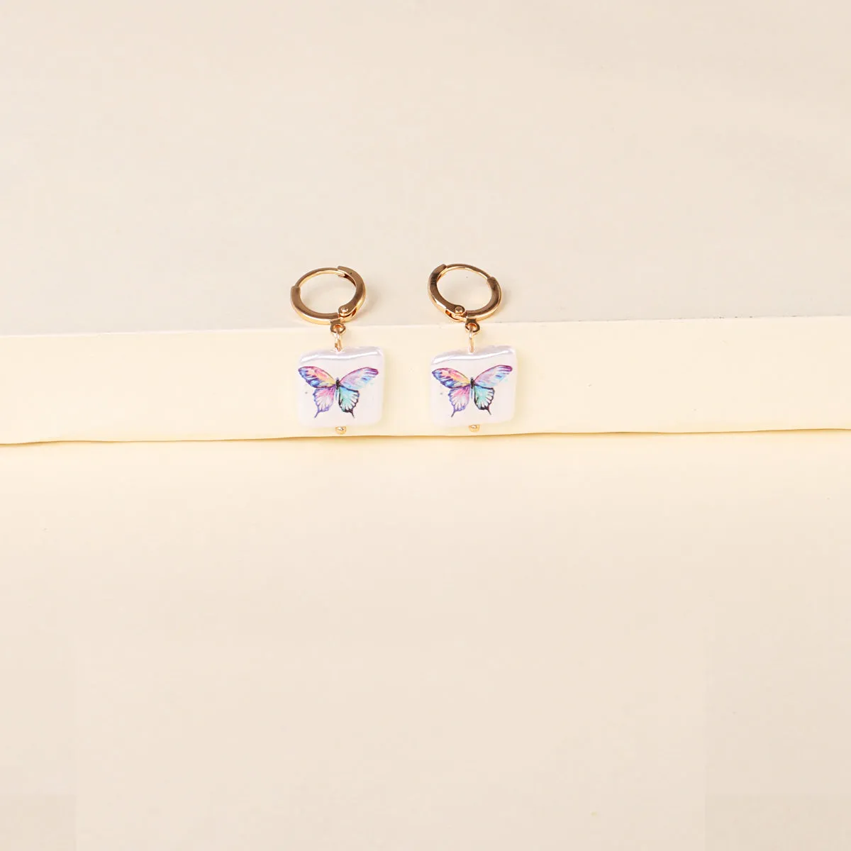 Pearl & 18K Gold-Plated Butterfly Drop Earrings