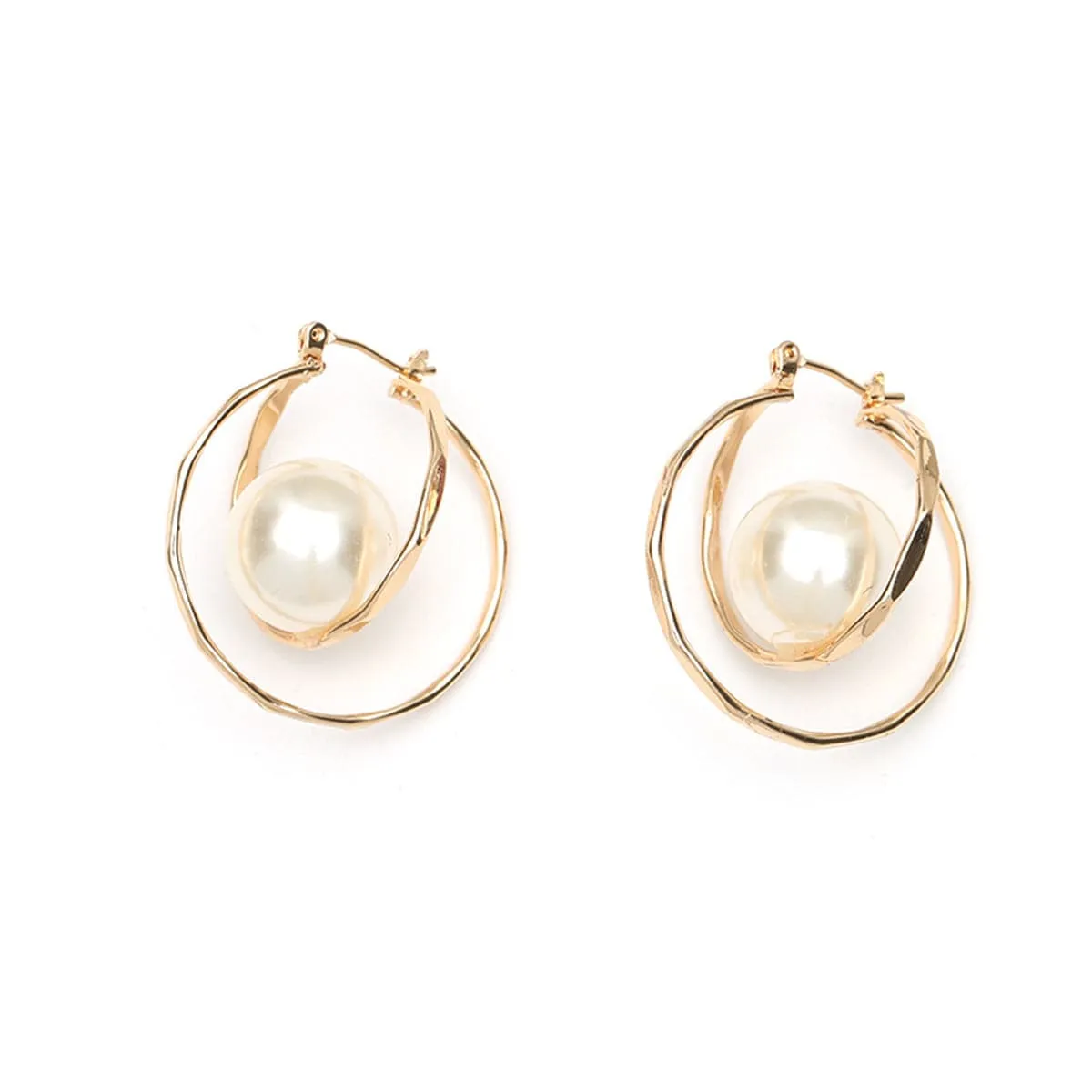 Pearl & 18K Gold-Plated Caged Drop Earrings