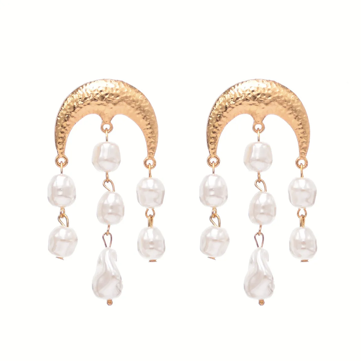 Pearl & 18K Gold-Plated Crescent Drop Earrings