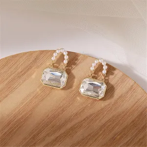Pearl & Crystal 18K Gold-Plated Handbag Drop Earrings
