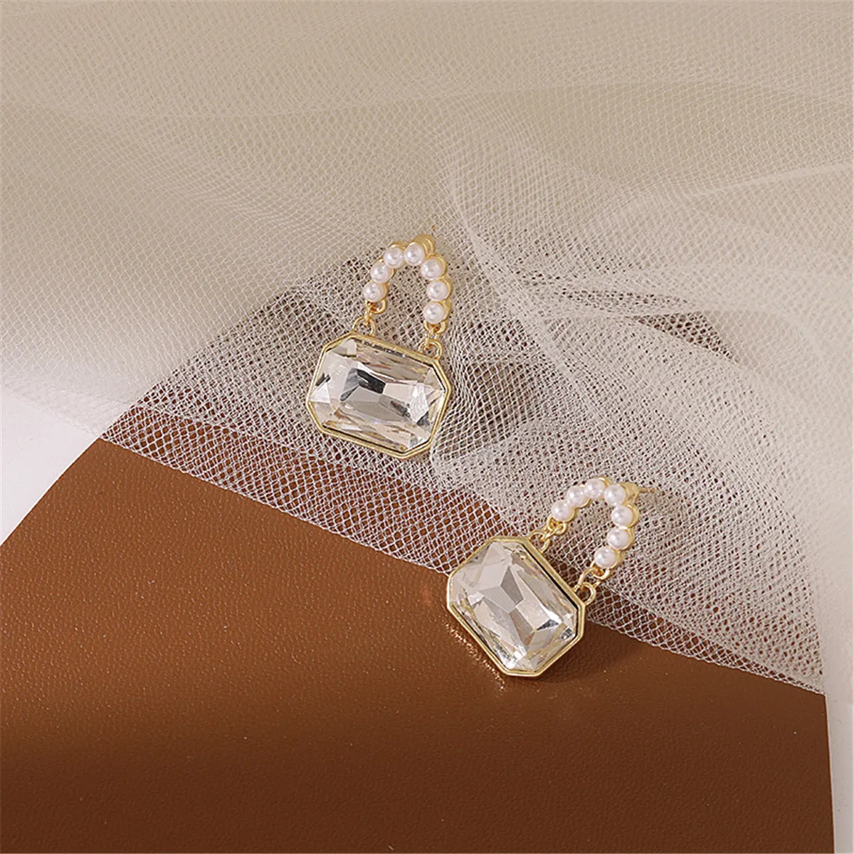 Pearl & Crystal 18K Gold-Plated Handbag Drop Earrings
