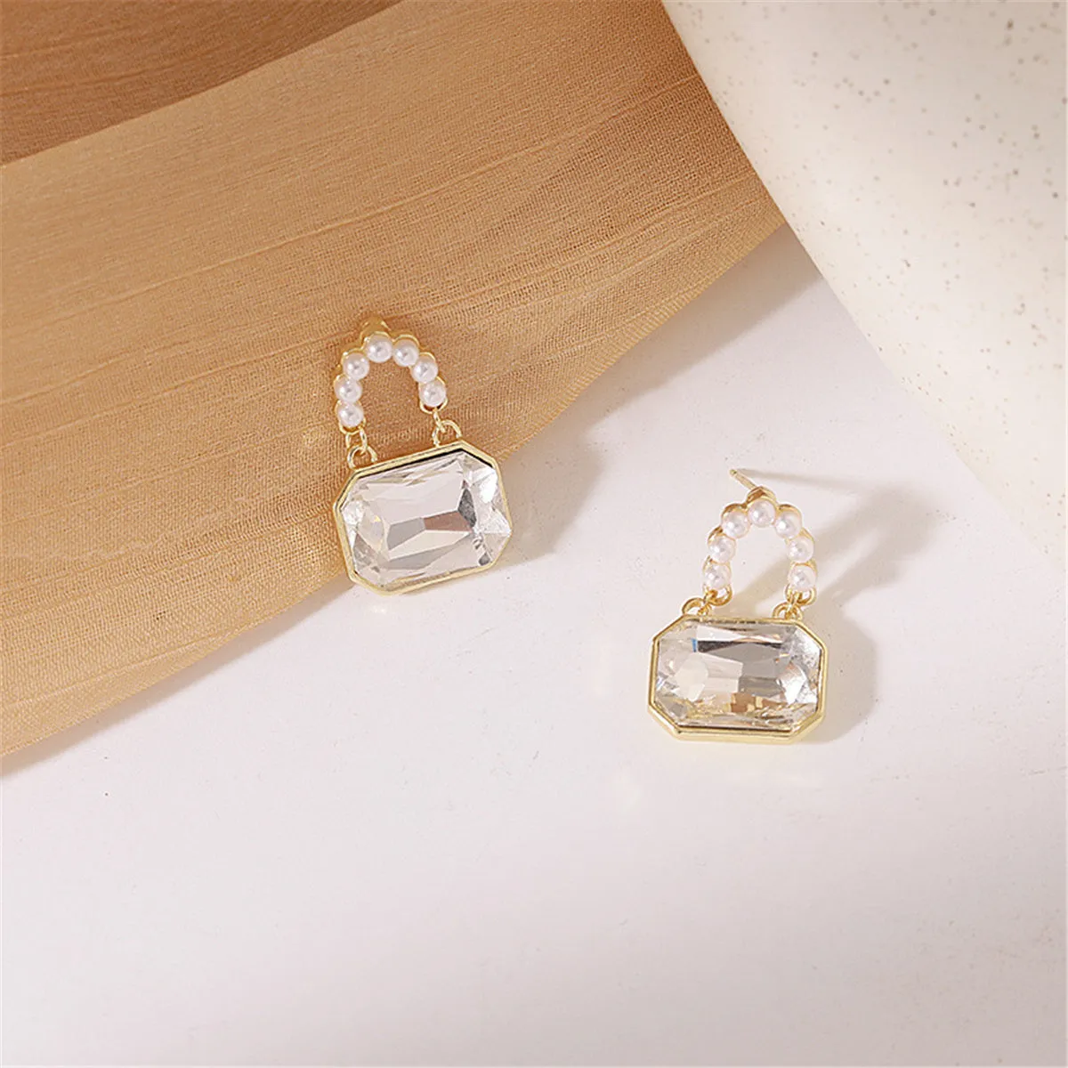 Pearl & Crystal 18K Gold-Plated Handbag Drop Earrings