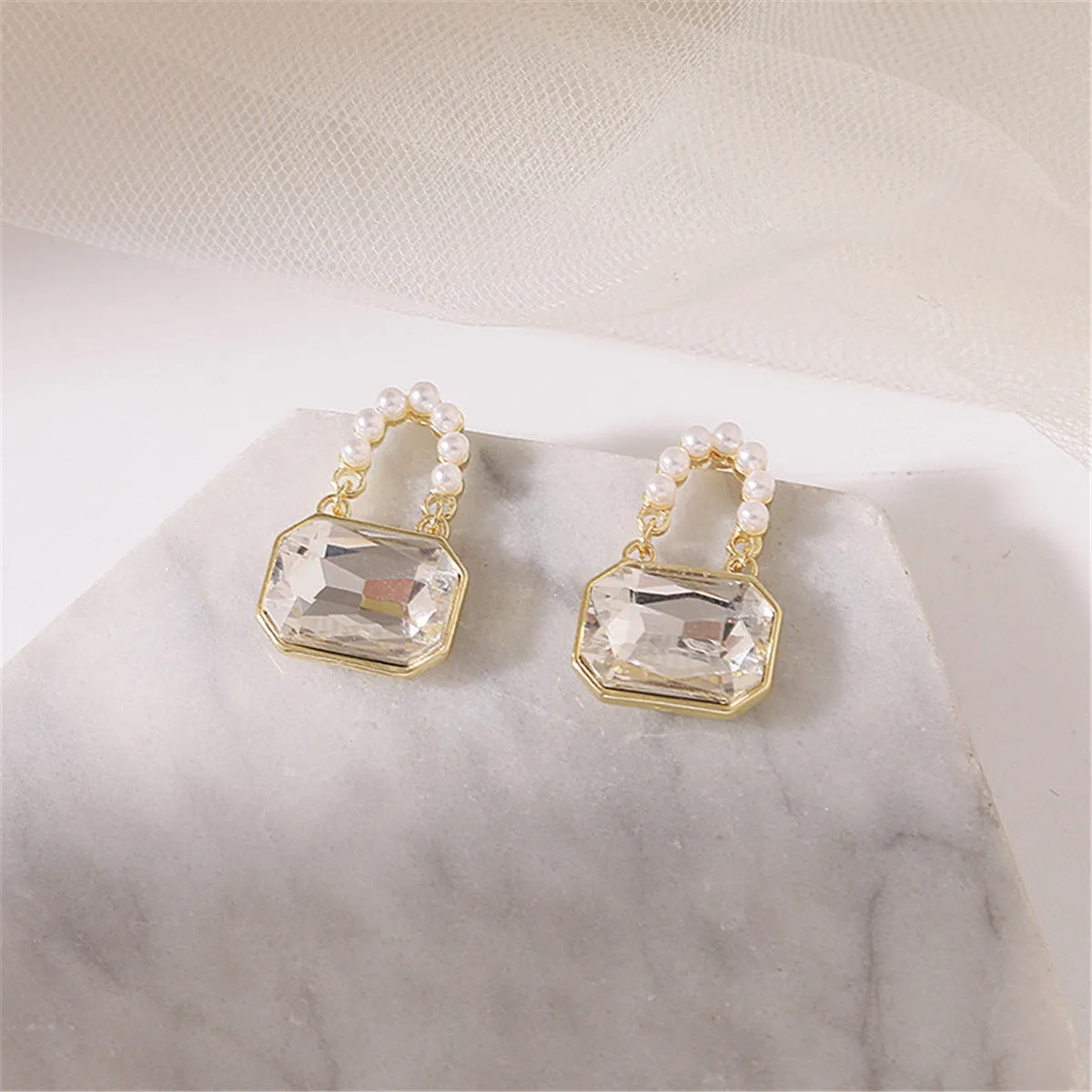 Pearl & Crystal 18K Gold-Plated Handbag Drop Earrings