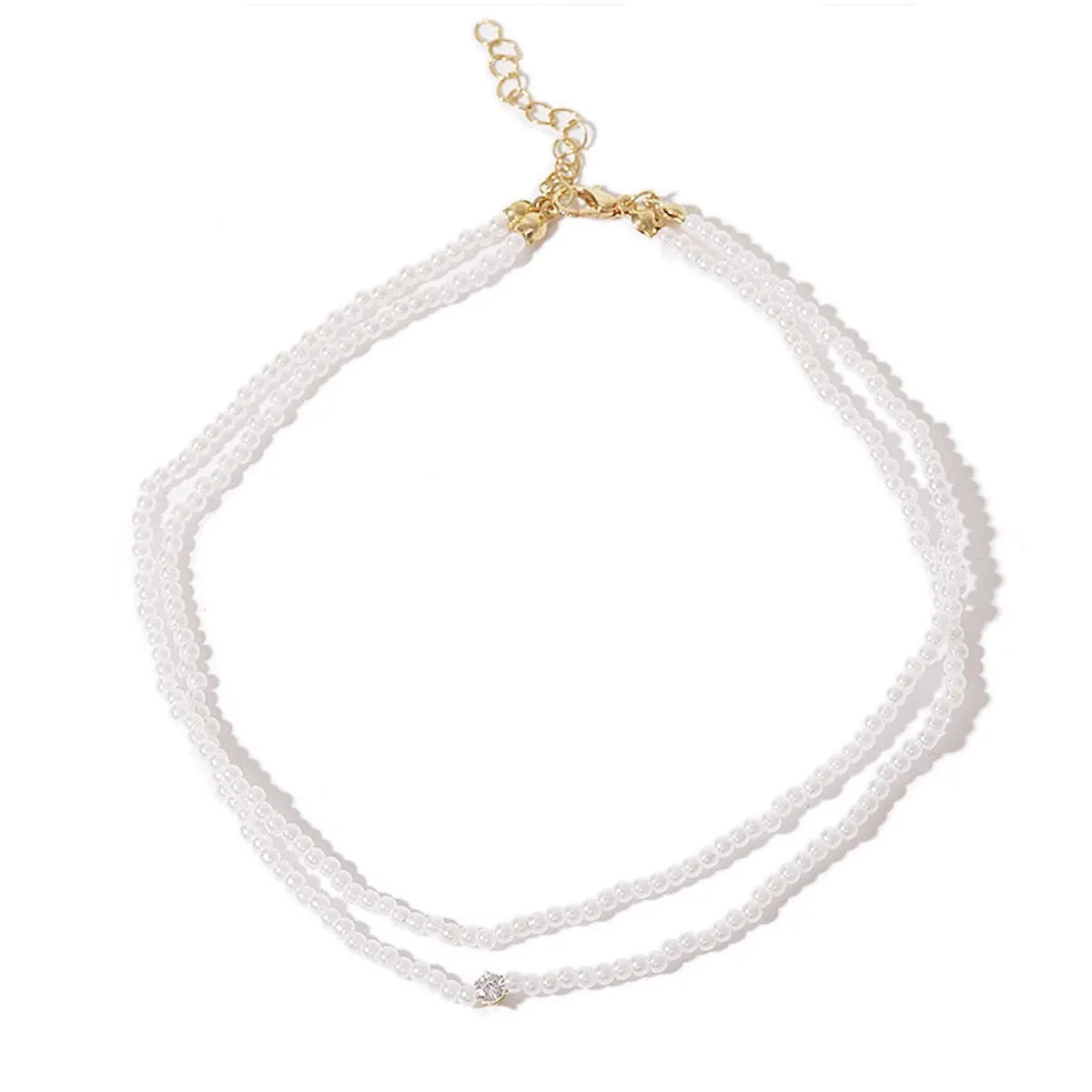 Pearl & Cubic Zirconia 18K Gold-Plated Layered Choker Necklace