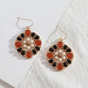 Pearl & Cubic Zirconia Resin 18K Gold-Plated Flower Drop Earrings