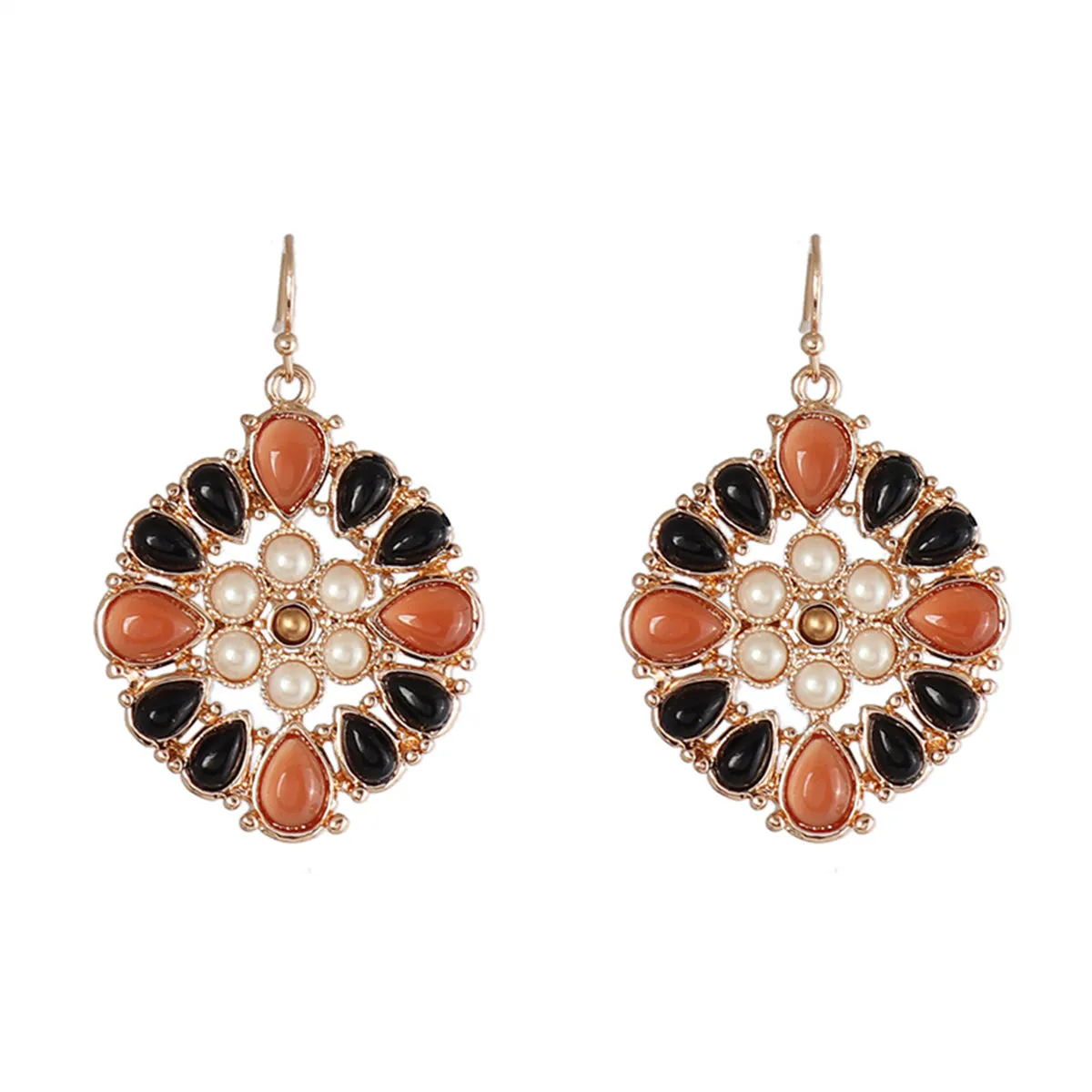 Pearl & Cubic Zirconia Resin 18K Gold-Plated Flower Drop Earrings