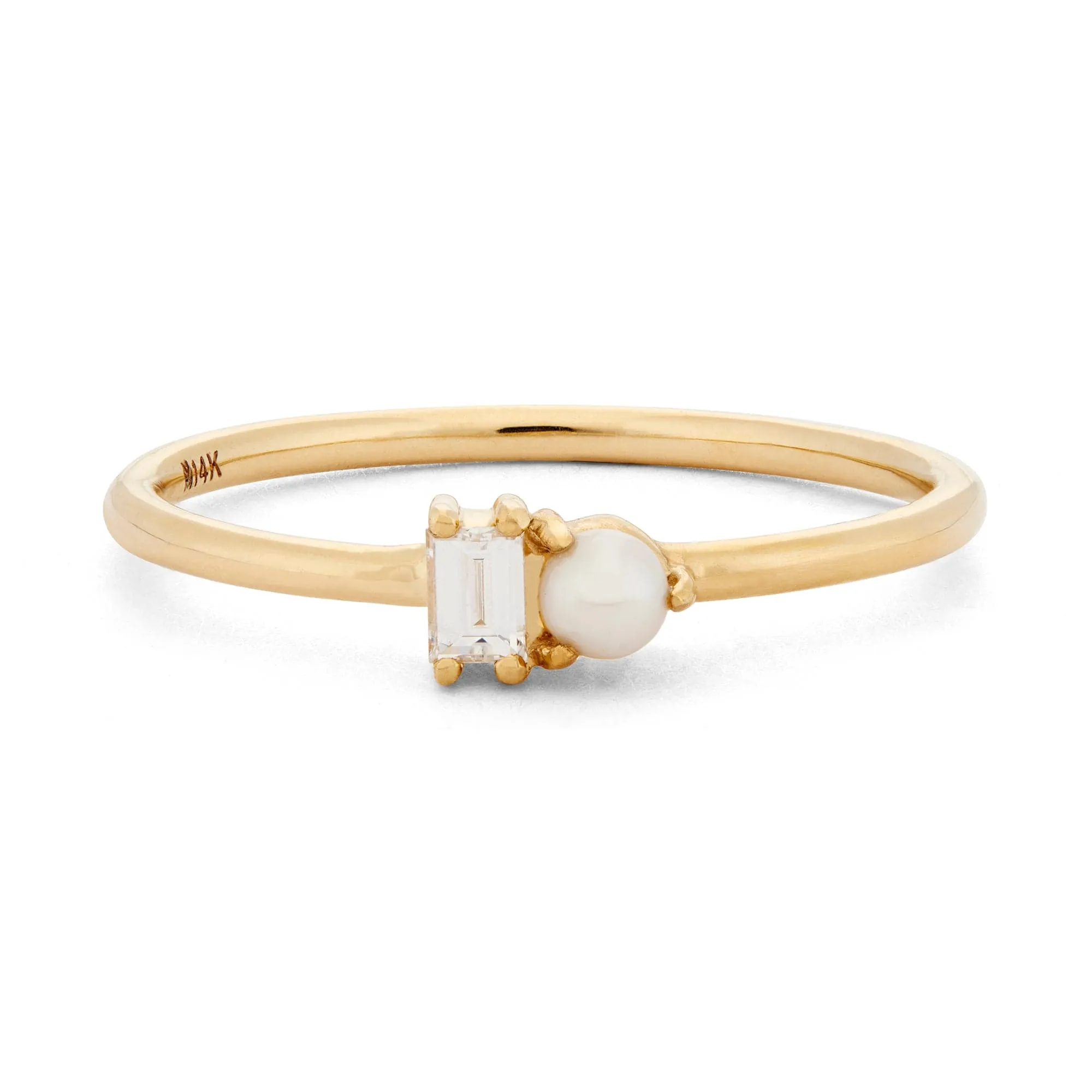 Pearl & Diamond Baguette Ring