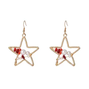 Pearl & Resin 18K Gold-Plated Open Star Drop Earrings