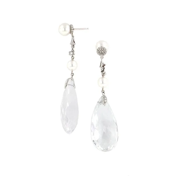 Pearl* & Rock Crystal Drop Earrings