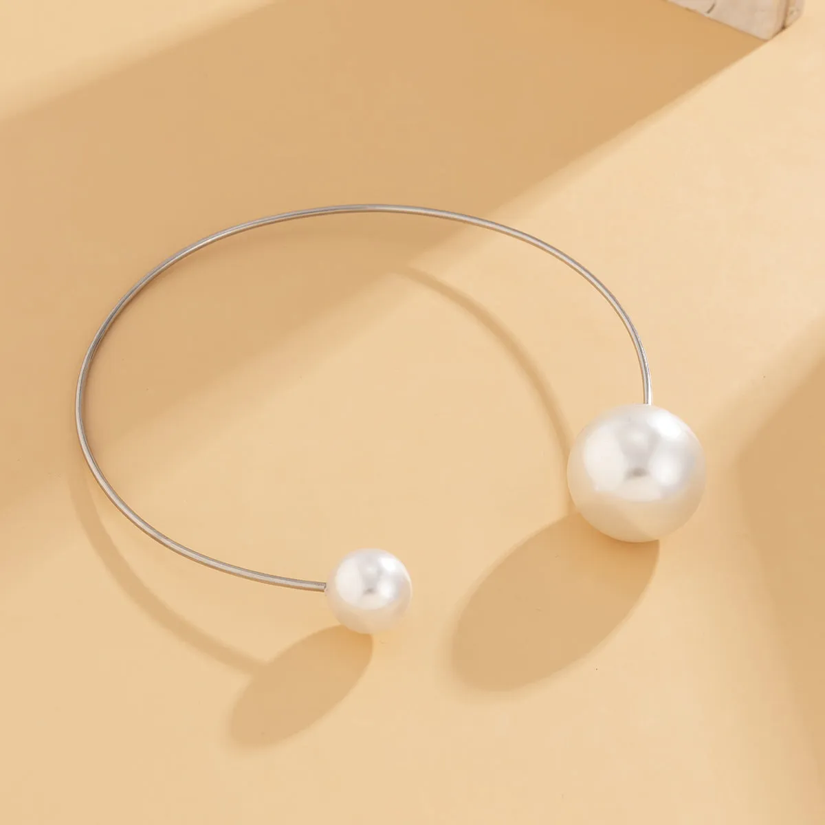 Pearl & Silver-Plated Copper Collar Necklace