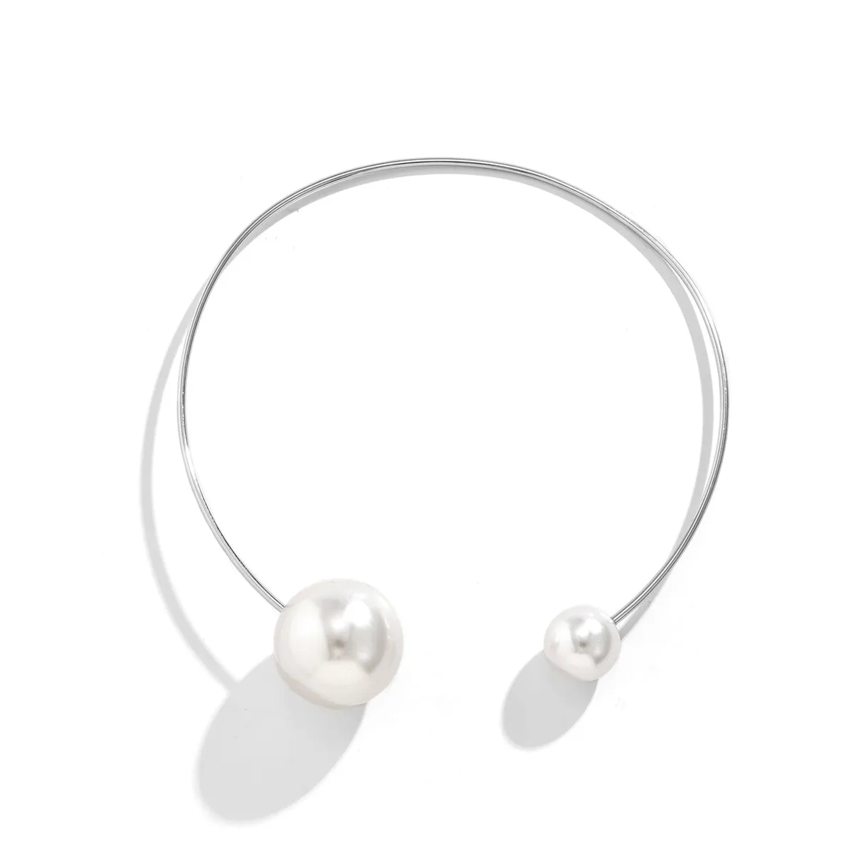 Pearl & Silver-Plated Copper Collar Necklace