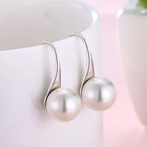 Pearl & Silver-Plated Tapered Drop Earrings
