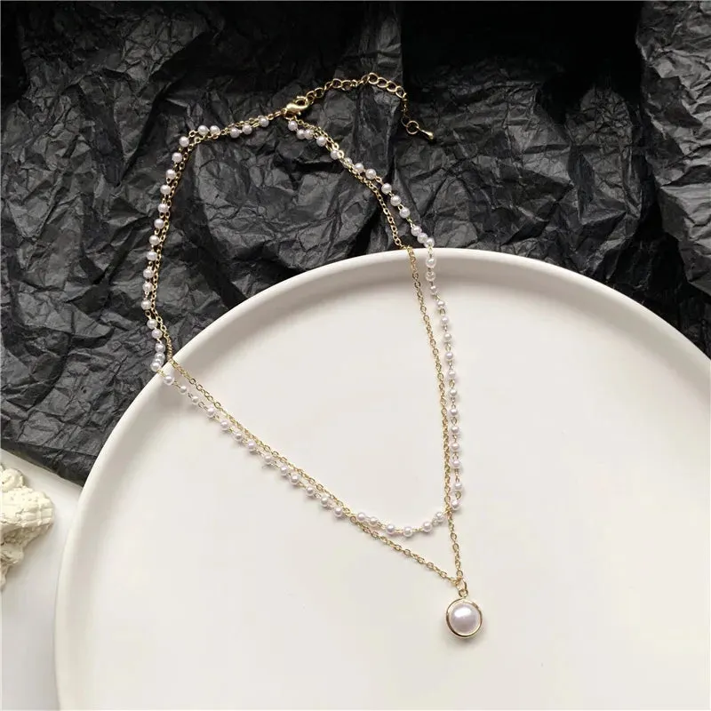 Pearl Choker Necklace Big Round Pearl Wedding Necklace for Women Charm Fashion Jewelry