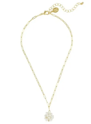Pearl Cluster Paperclip Necklace