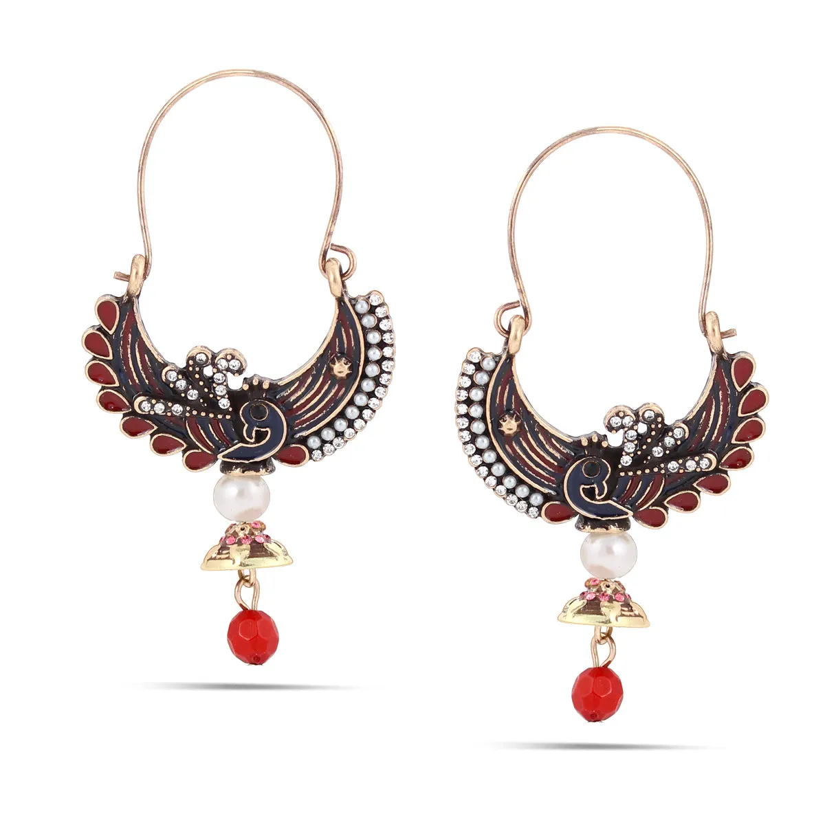 PEARL CORAL AND CRYSTAL  EARRINGS #SQ2882 (MF3)