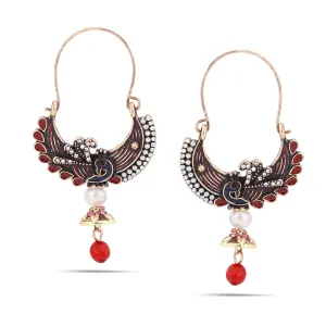 PEARL CORAL AND CRYSTAL  EARRINGS #SQ2882 (MF3)