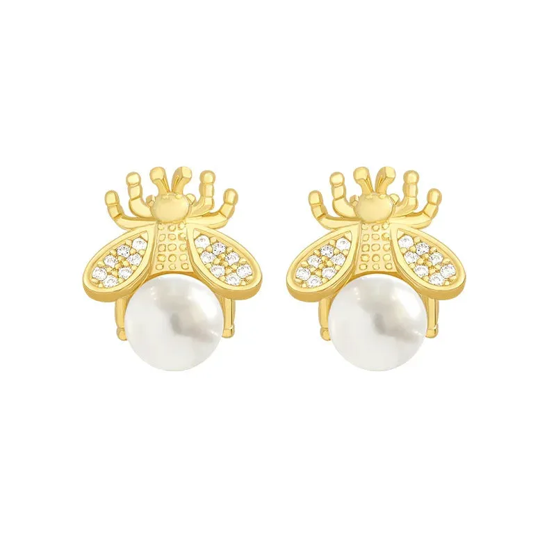 Pearl  Crystal Drop Earrings
