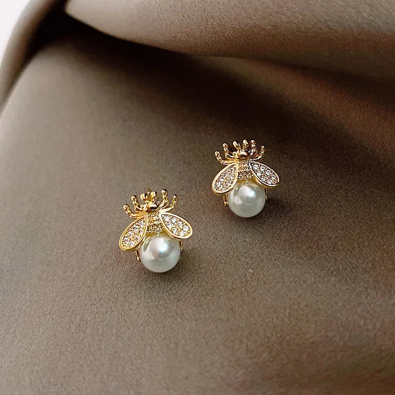 Pearl  Crystal Drop Earrings