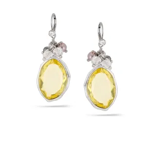 PEARL HEMATITE AND YELLOW FACETED DROP EARRINGS #278GR3301 (7B6/6B2)