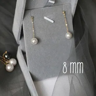 Pearl Long Drop Earrings with gold filled Chain for Daily wear or Bridal Bridesmaid