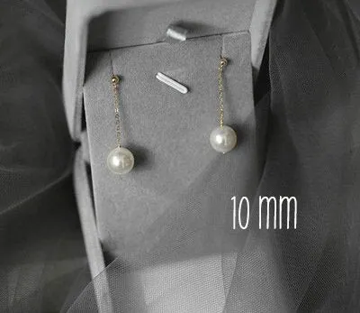 Pearl Long Drop Earrings with gold filled Chain for Daily wear or Bridal Bridesmaid