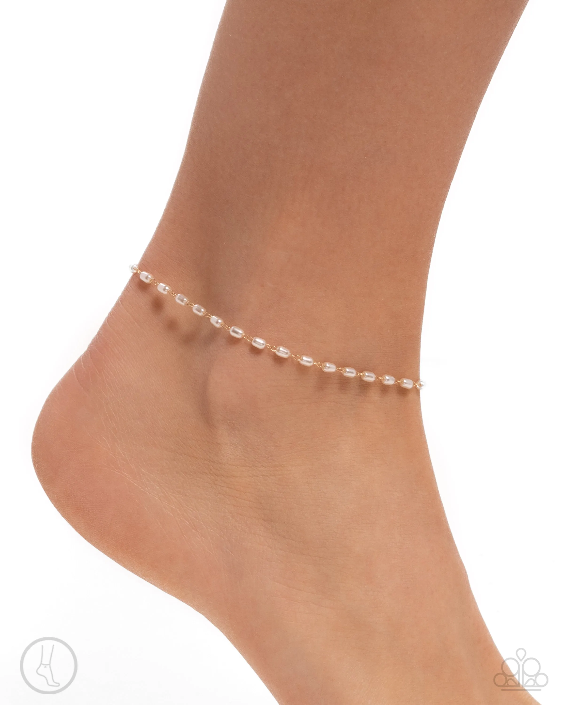 Pearl Purpose - Gold - Baroque Oval Pearl Paparazzi Anklet