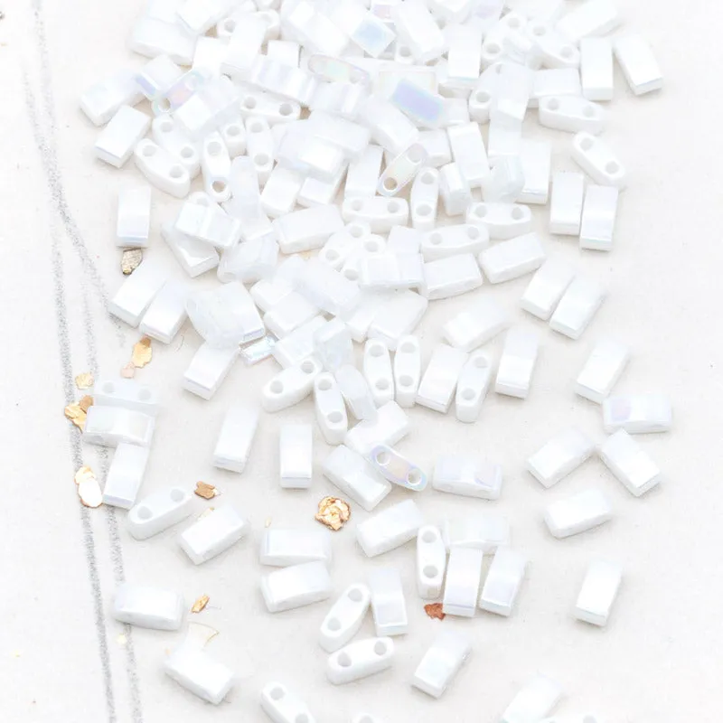 Pearl White Opaque Half Tila Beads