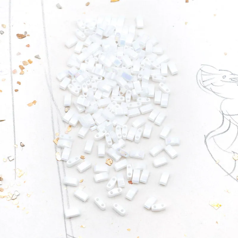 Pearl White Opaque Half Tila Beads