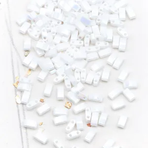 Pearl White Opaque Half Tila Beads