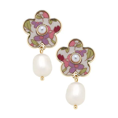 Penelope Vintage Floral Pearl Earrings