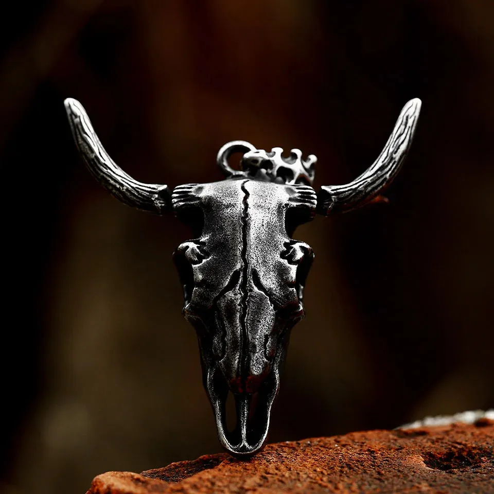 Pentagram Pan God Skull Goat Head Stainless Steel Pendant Necklace