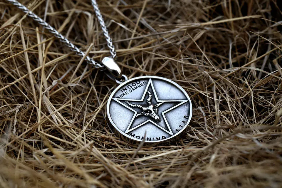 Pentagram Pan God Skull Goat Head Stainless Steel Pendant Necklace