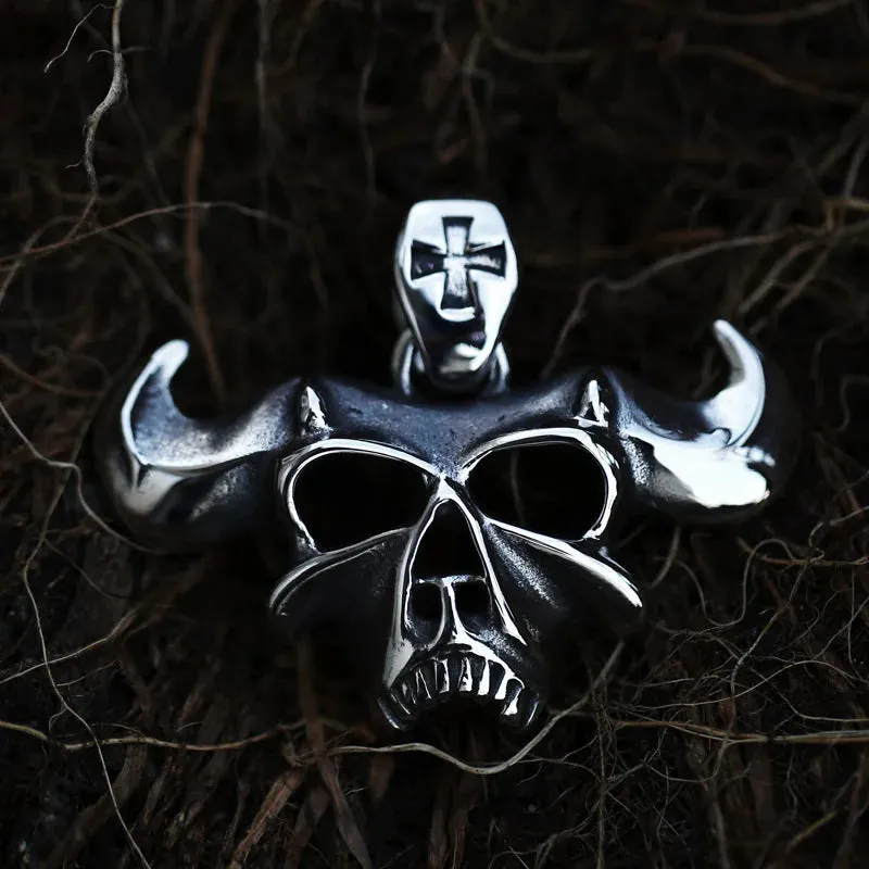 Pentagram Pan God Skull Goat Head Stainless Steel Pendant Necklace