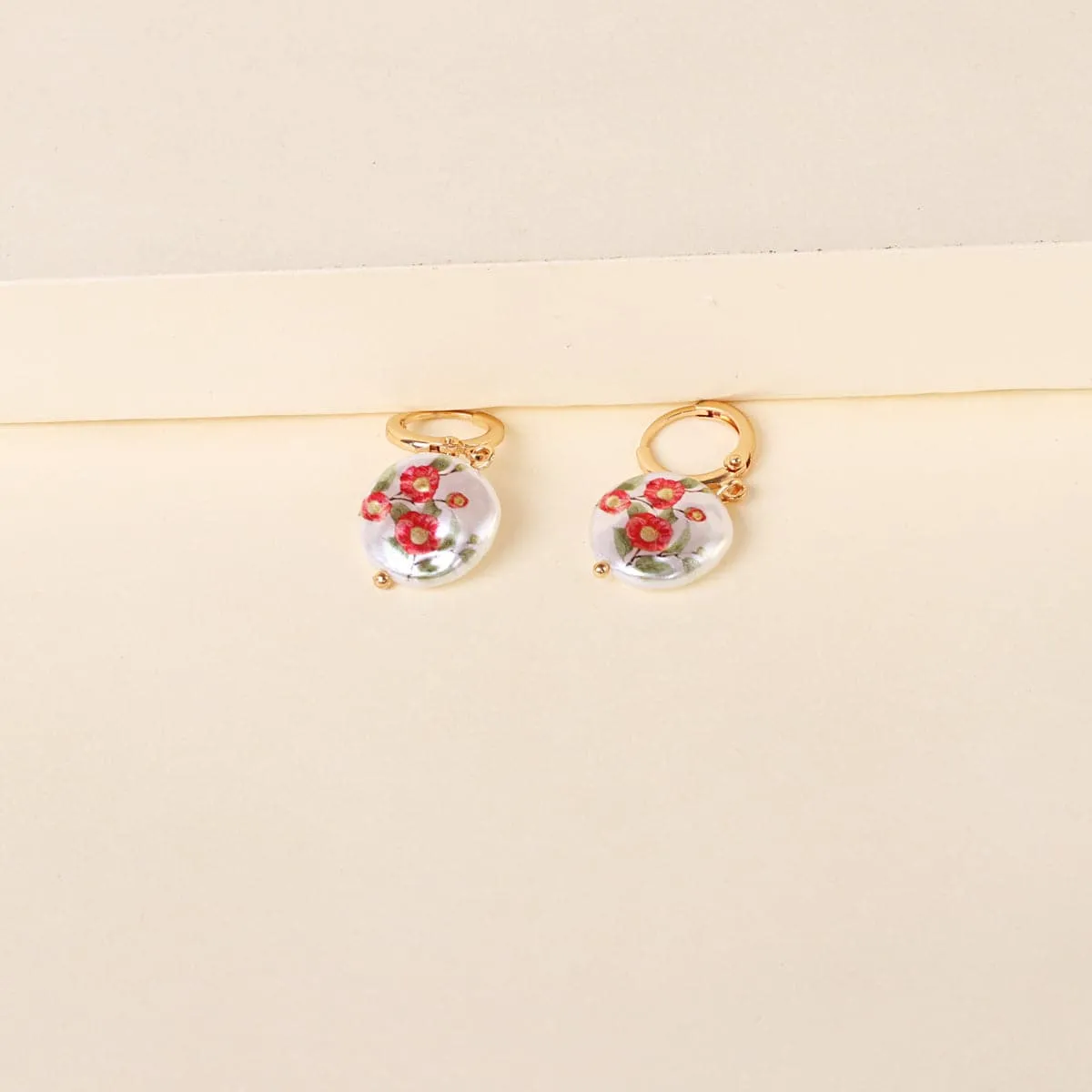 Peony Floral Pearl & 18K Gold-Plated Drop Earrings