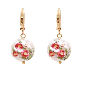 Peony Floral Pearl & 18K Gold-Plated Drop Earrings