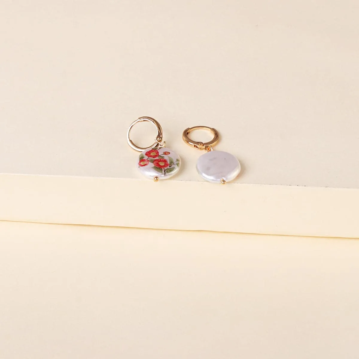 Peony Floral Pearl & 18K Gold-Plated Drop Earrings