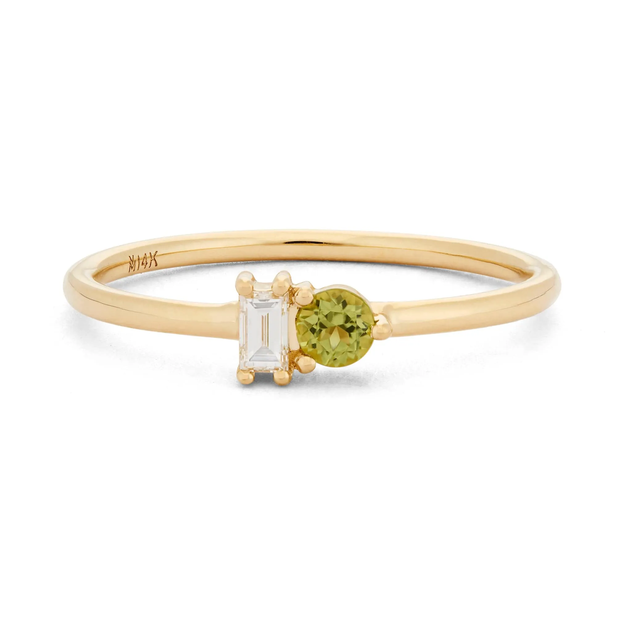Peridot & Diamond Baguette Ring