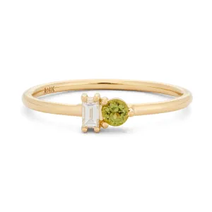 Peridot & Diamond Baguette Ring