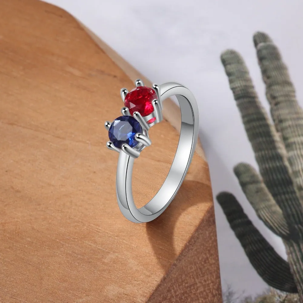 Personalized 2 Birthstone Rings For Women